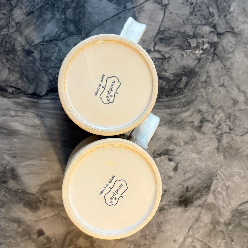 Mud Pie Cream and Tan Ceramic Mug Set - Picture 5 of 5
